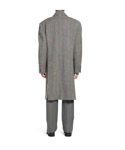Thom Browne Checked Double-breasted Coat In Multi