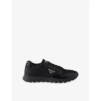 Prada Mens Black Prax 2.0 Re-nylon Shell And Leather Trainers Eur 41.5 / 7.5 Uk