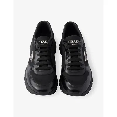 Prada Mens Black Prax 2.0 Re-nylon Shell And Leather Trainers Eur 41.5 / 7.5 Uk