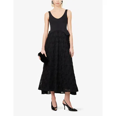 Simkhai Womens Black Bryony Structured-bustier Woven Midi Dress In Black