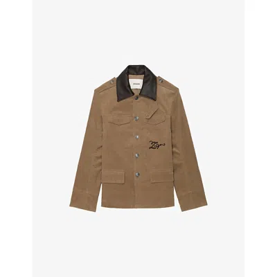 Zadig & Voltaire Womens Cookie Veram Contrast-collar Cotton-corduroy Jacket In Brown