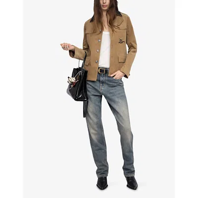 Zadig & Voltaire Womens Cookie Veram Contrast-collar Cotton-corduroy Jacket In Brown