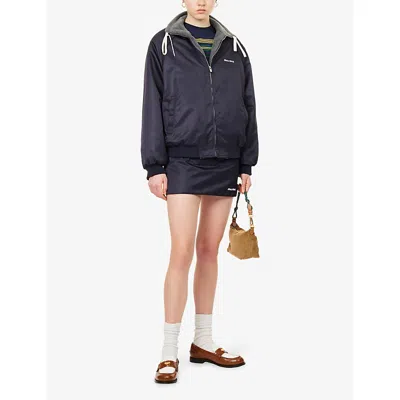 Miu Miu Womens Bleu Blouson Reversible Shell Jacket In Blue