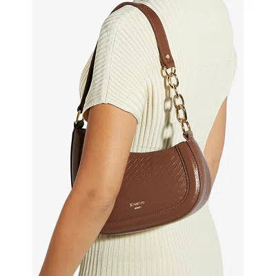 Dune Womens Brown Leather Mix Direction Small Leather Shoulder Bag In Brown