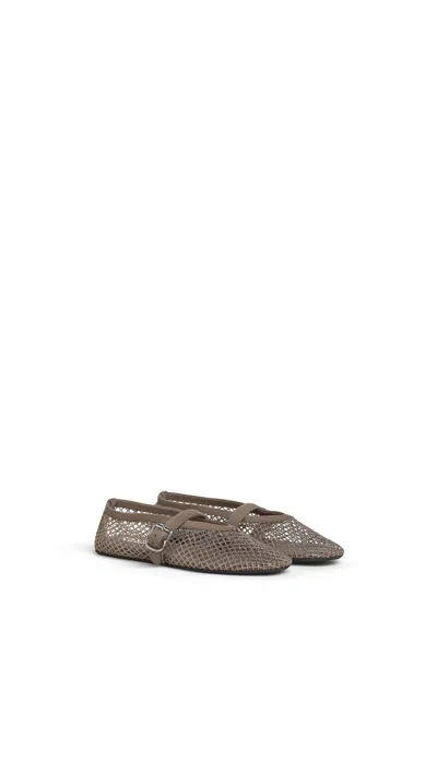 Alaïa Fishnet Ballet Flats In Gray