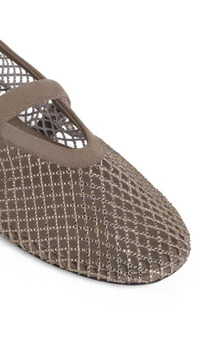 Alaïa Fishnet Ballet Flats In Gray