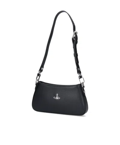 Vivienne Westwood Tasha Shoulder Phone Bag Faux Leather Black-3d-orb