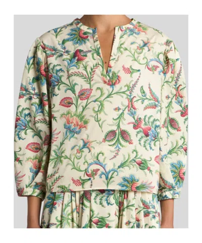 Etro Floral Cotton Blouse Shirt And Blouse Multicolor