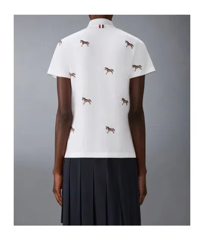 Thom Browne Thom Browne Cotton Polo Shirt With Embroidered Horses In Multi