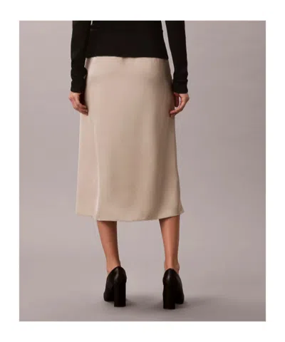 Calvin Klein Matte Shine Satin Midi Skirt In Neutral