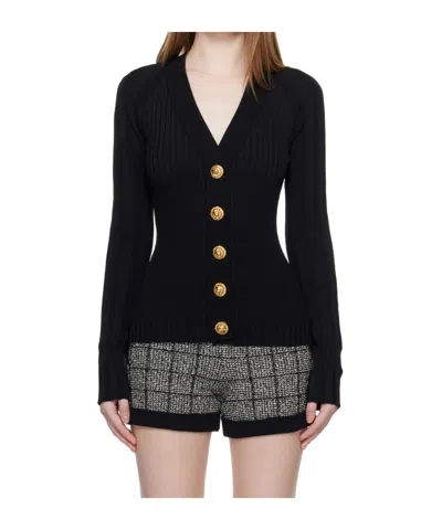 Balmain Buttoned Fitted Cardigan In Black