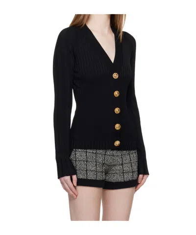 Balmain Buttoned Fitted Cardigan In Black