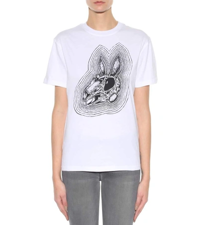 Shop Mcq By Alexander Mcqueen Bunnny Be Here Now Printed Cotton T-shirt In White