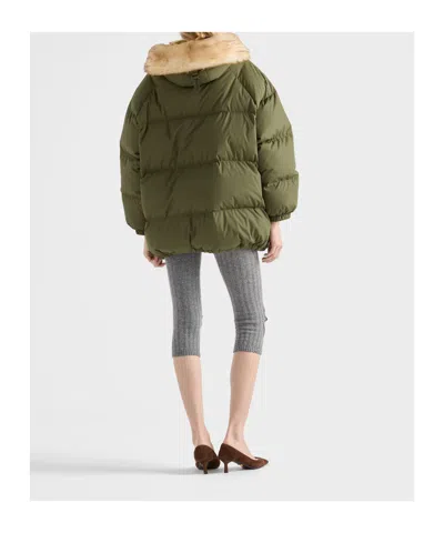 Prada Re-nylon Down Jacket In Green