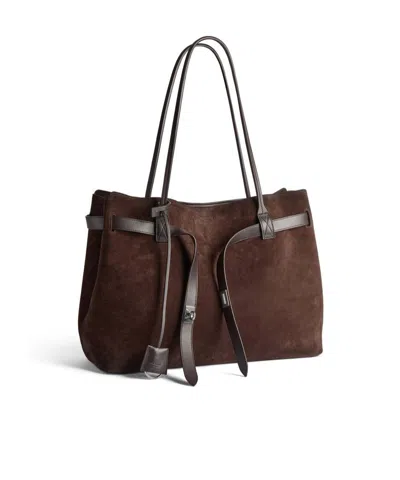 Balenciaga Dark Brown Bel Air Tote In Animal Print