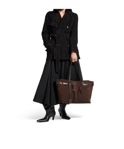 Balenciaga Dark Brown Bel Air Tote In Animal Print
