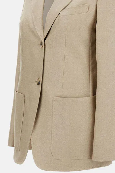 Max Mara Single-breasted Wool-blend Blazer In Neutral