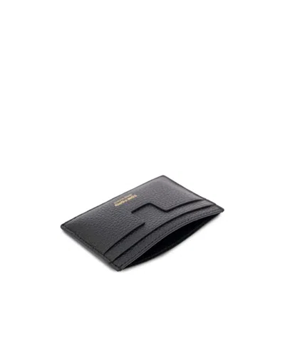 Tom Ford Soft Grain Leather T Line Classic Card Holder In Multi