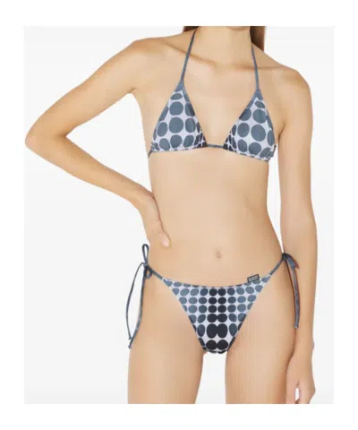 Jean Paul Gaultier Dots-print Tie Bikini Set In Blue