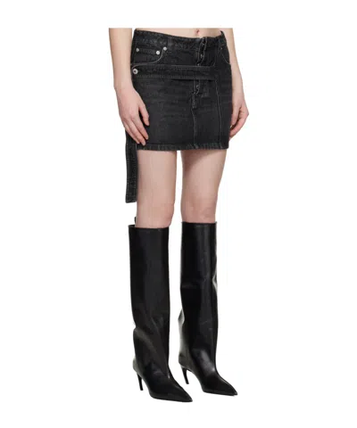 Jean Paul Gaultier Low-waisted Denim Mini Skirt In Black