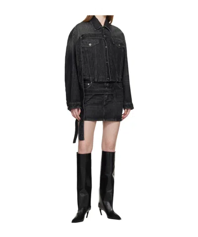Jean Paul Gaultier Low-waisted Denim Mini Skirt In Black