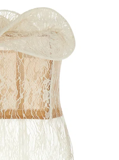 Magda Butrym Strapless Lace Midi Dress Sheer Scalloped Hem In Multi