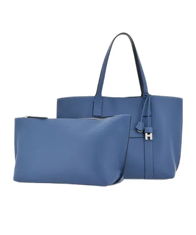 Hogan Script Shopping Bag Medium In Blue