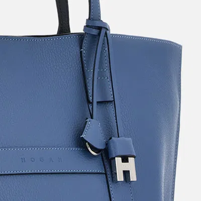 Hogan Script Shopping Bag Medium In Blue