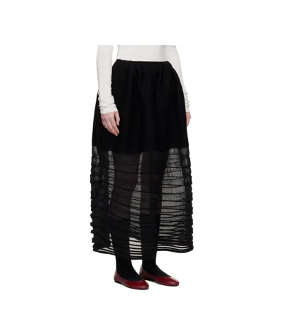 Issey Miyake Black December Moving Knit Midi Skirt