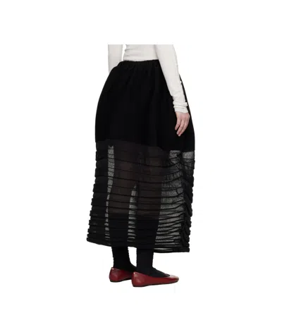Issey Miyake Black December Moving Knit Midi Skirt