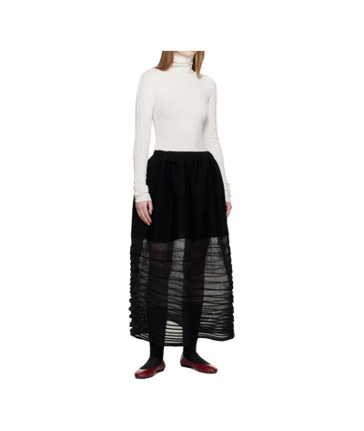 Issey Miyake Black December Moving Knit Midi Skirt