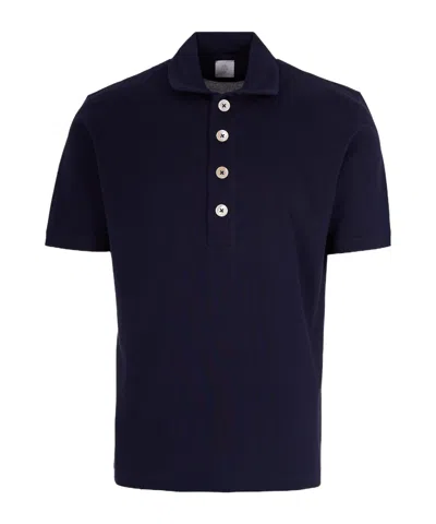 Eleventy Buttoned Short-sleeve Polo Shirt In Blue