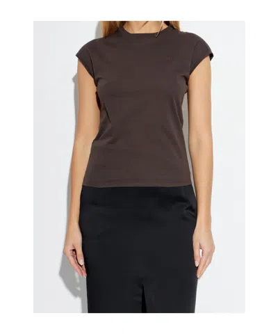 Tom Ford Logo-embroidered T-shirt In Brown