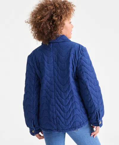 Style & Co Women's Cotton Quilted Shacket, Macy's Exclusive In Blue