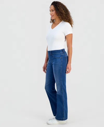 Style & Co Petite Pull-on Shaping High-rise Bootcut Jeans, Macy's Exclusive In Blue