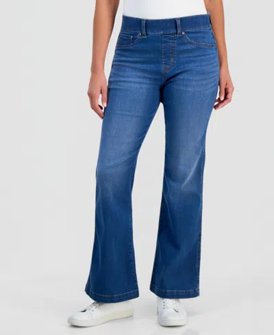 Style & Co Petite Pull-on Shaping High-rise Bootcut Jeans, Macy's Exclusive In Blue