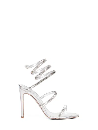 René Caovilla Cleo Spark Embellished Leather Sandals In Silver