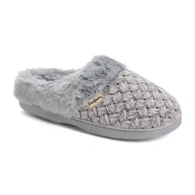 Dearfoams Womens Claire Cable Knit Chenille Clog House Slipper In Gray