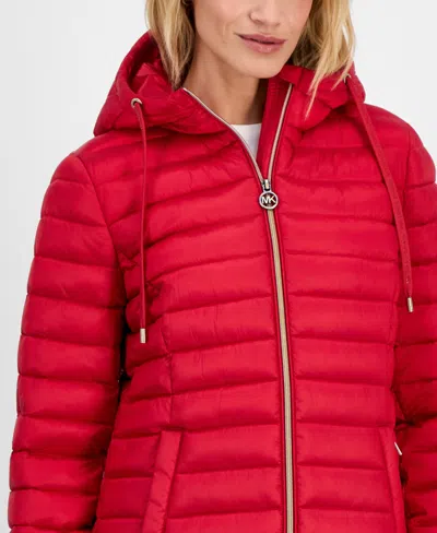 Michael Kors Packable Quilted Jacket In Red