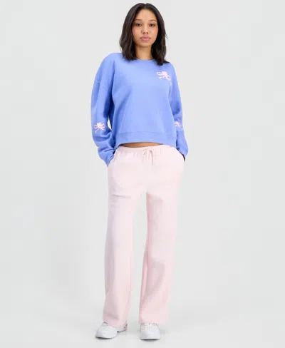 Grayson Threads, The Label Juniors' Hello Kitty Bow Fleece Sweatshirt In Purple