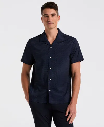 Perry Ellis Men's Hexagon Pop Print Camp Collar Shirt In Blue