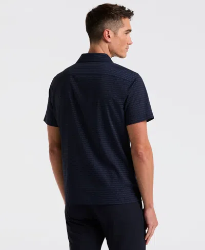 Perry Ellis Men's Hexagon Pop Print Camp Collar Shirt In Blue