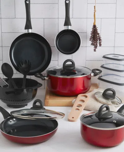 Basic Essentials Nonstick Aluminum 20-pc. Cookware Set In Red