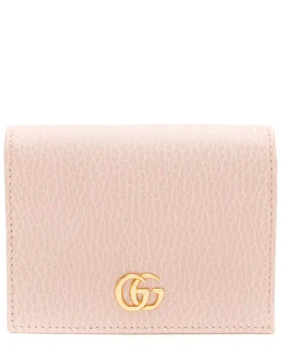 Pre-owned Gucci Pink Leather Gg Marmont Card Case (authentic Pre-loved) In Pink