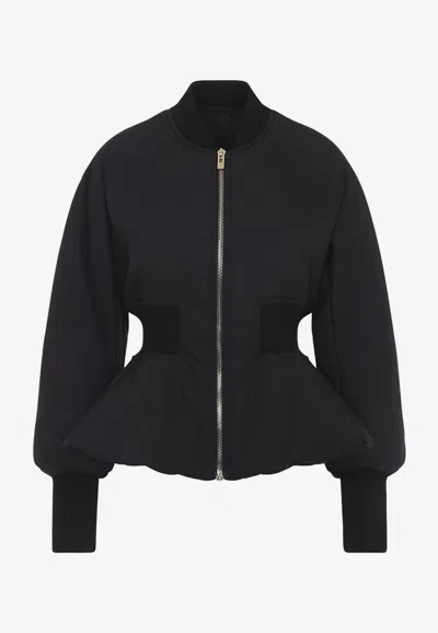 Alaïa Alaia Black Peplum Bomber Jacket In Wool Blend Women In Black