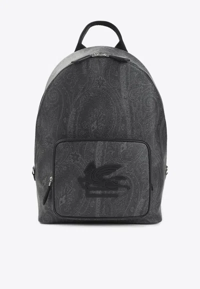 Etro Arnica Backpack Top Handle Adjustable Straps In Black