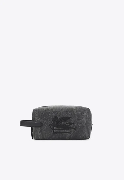 Etro Small Arnica Paisley-jacquard Pouch Bag In Black