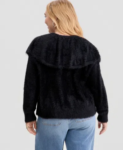And Now This Trendy Plus Size Fuzzy Cape Sweater, Macy's Exclusive In Black
