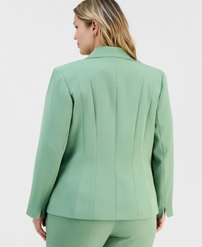 Kasper Plus Size Stretch-crepe Single-button Seamed Jacket