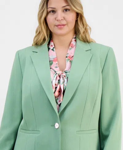 Kasper Plus Size Stretch-crepe Single-button Seamed Jacket